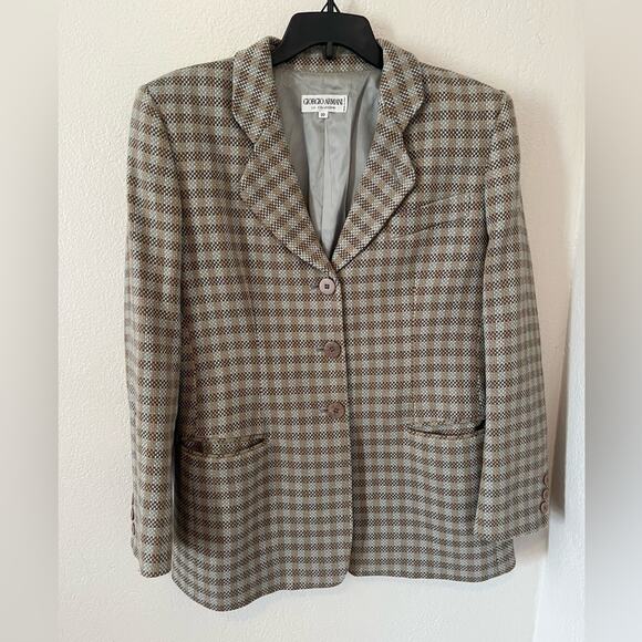 Giorgio Armani Le Collezioni Vintage Women's Houndstooth Blazer Size 10 - Picture 1 of 4